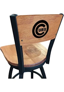 Chicago Cubs Wood Seat Maple Back Swivel Pub Stool - Brown