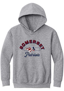 Summit Sportswear Somerset Patriots Youth Grey Vintage Arch Script Long Sleeve Hoodie