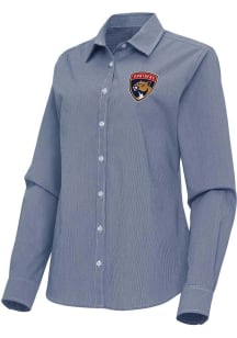 Antigua Florida Panthers Womens Porter Long Sleeve Navy Blue Dress Shirt