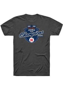 Nebraska Cornhuskers 2024 Pinstripe Football Bowl Champions Short Sleeve T Shirt - Charcoal