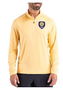 Cutter and Buck Orlando City SC Mens Yellow Coastline Long Sleeve Qtr Zip Pullover