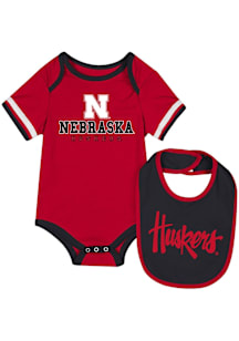 Baby Nebraska Cornhuskers Red Colosseum &quot;The Gift&quot; One Piece with Bib Set