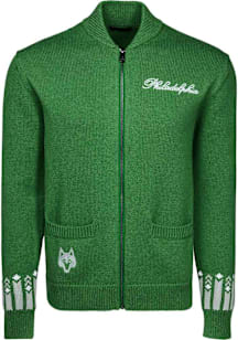 Greyson Philadelphia Eagles Mens Kelly Green Shawl Collar Cardigan Long Sleeve Hoodie