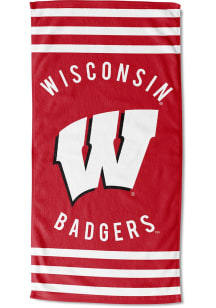 Red Wisconsin Badgers Stripes Beach Towel