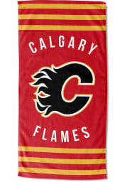 Calgary Flames Stripes Beach Towel