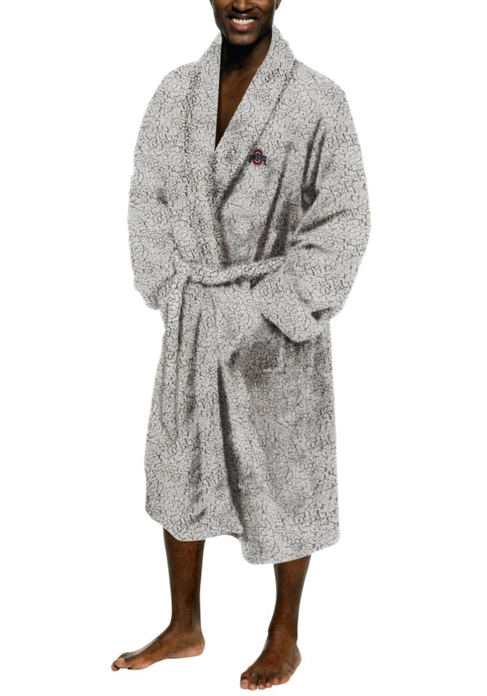 Ohio State Buckeyes Grey Mens L/XL Sherpa Bathrobes