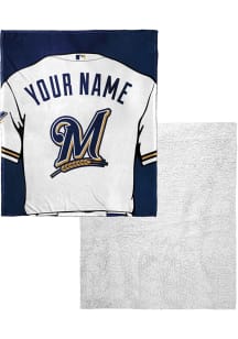 Milwaukee Brewers Personalized Jersey Silk Touch Sherpa Blanket