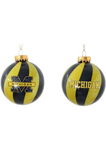 Michigan Wolverines Striped Glitter Ball Ornament - Blue