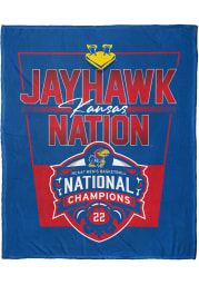 Kansas Jayhawks 2022 Basketball National Champs Silk Touch Fleece Blanket