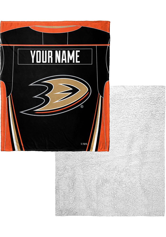 Anaheim Ducks Personalized Jersey Silk Touch Sherpa Blanket