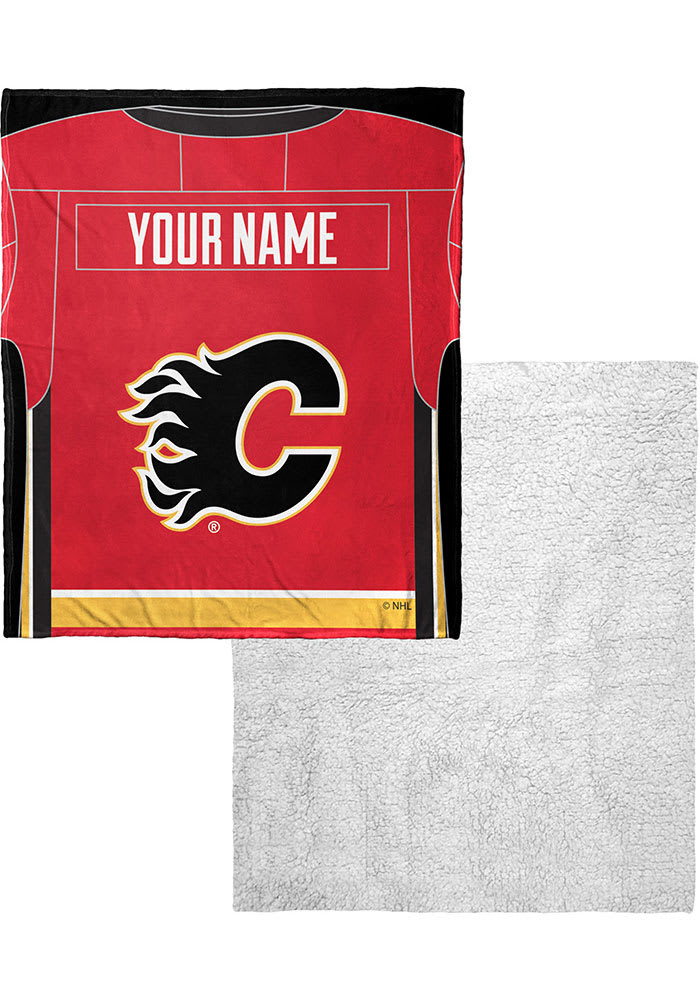 Calgary Flames Personalized Jersey Silk Touch Sherpa Blanket