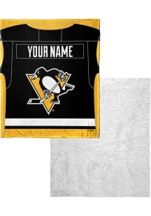 Pittsburgh Penguins Personalized Jersey Silk Touch Sherpa Blanket