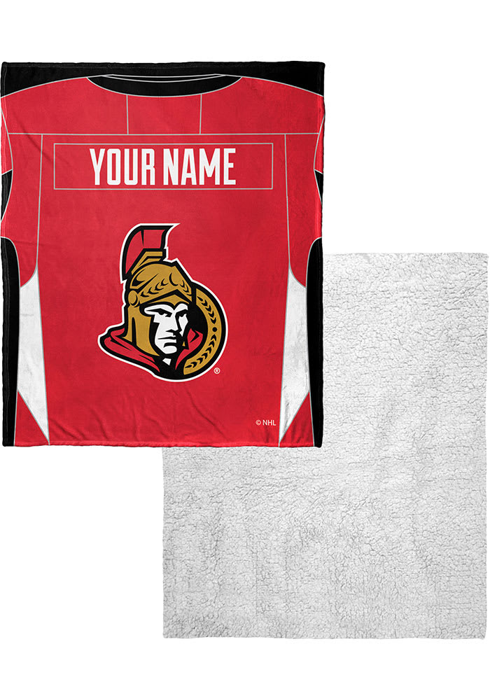 Ottawa Senators Personalized Jersey Silk Touch Sherpa Blanket