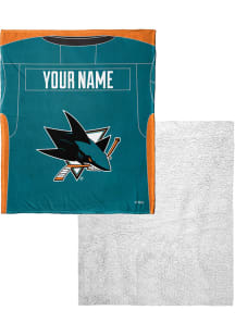San Jose Sharks Personalized Jersey Silk Touch Sherpa Blanket
