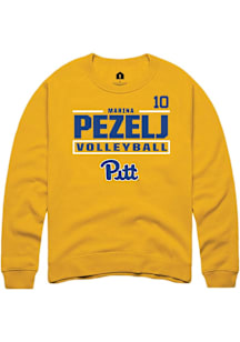 Marina Pezelj Rally Mens Gold Pitt Panthers NIL Stacked Box Player Crew
