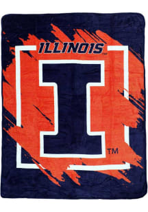 Navy Blue Illinois Fighting Illini Dimensional Micro 46x60 Raschel Blanket