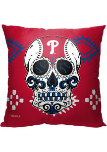 Philadelphia Phillies Candy Skull 18x18 Pillow