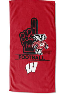 Red Wisconsin Badgers Number 1 Fan Beach Towel