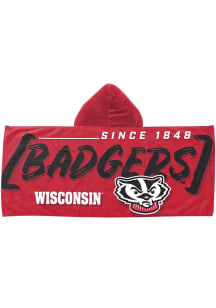 Red Wisconsin Badgers Youth Hooded Beach Towel