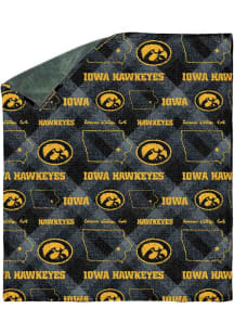 Black Iowa Hawkeyes 60X70 Chenille W/ Shp Rev Sherpa Blanket