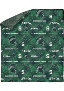 Green Michigan State Spartans 60X70 Chenille W/ Shp Rev Sherpa Blanket