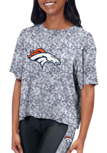 Denver Broncos Womens Navy Blue Turnout Short Sleeve T-Shirt