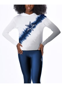 Dallas Cowboys Womens White Rundown Tie Dye Hooded Sweatshirt