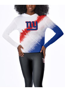 New York Giants Womens White Rundown Tie Dye Hooded Sweatshirt