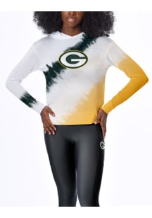 Green Bay Packers Womens White Rundown Tie Dye Hooded Sweatshirt