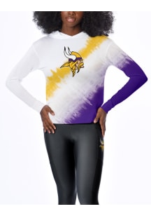 Minnesota Vikings Womens White Rundown Tie Dye Hooded Sweatshirt