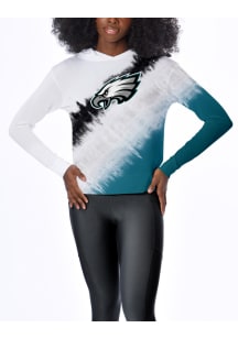 Philadelphia Eagles Womens White Rundown Tie Dye Hooded Sweatshirt