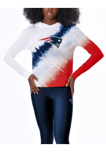 New England Patriots Womens White Rundown Tie Dye Hooded Sweatshirt