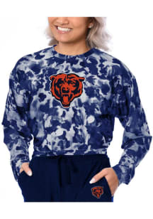 Chicago Bears Womens Navy Blue Shape High Low LS Tee