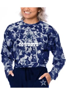 Dallas Cowboys Womens Navy Blue Shape High Low LS Tee