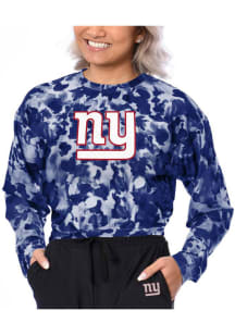 New York Giants Womens Blue Shape High Low LS Tee