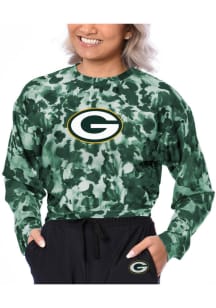 Green Bay Packers Womens Green Shape High Low LS Tee