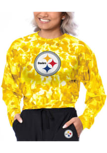 Pittsburgh Steelers Womens Gold Shape High Low LS Tee