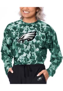 Philadelphia Eagles Womens Green Shape High Low LS Tee
