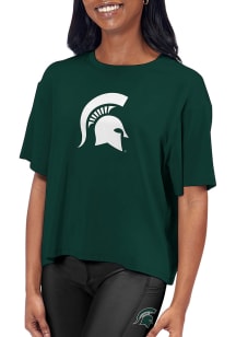 Michigan State Spartans Womens Green Format SS Athleisure Tee