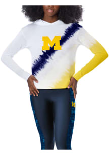 Michigan Wolverines Womens White Rundown Tie Dye Hooded Sweatshirt