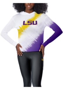 LSU Tigers Womens White Rundown Tie Dye Hooded Sweatshirt