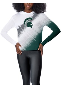 Michigan State Spartans Womens White Rundown Tie Dye Hooded Sweatshirt