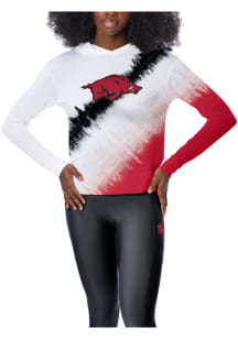 Arkansas Razorbacks Womens White Rundown Tie Dye Hooded Sweatshirt