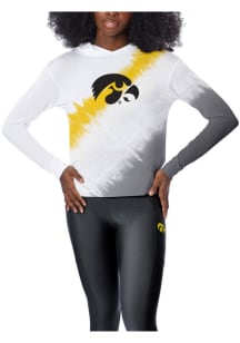 Iowa Hawkeyes Womens White Rundown Tie Dye Hooded Sweatshirt