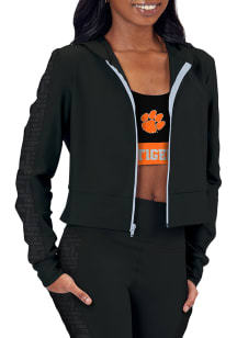 Clemson Tigers Womens Black Cropped Hooded Long Sleeve Full Zip Jacket