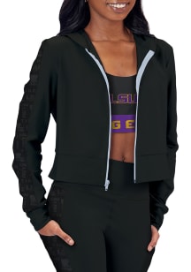 LSU Tigers Womens Black Cropped Hooded Long Sleeve Full Zip Jacket