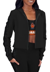 Syracuse Orange Womens Black Cropped Hooded Long Sleeve Full Zip Jacket