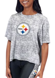 Pittsburgh Steelers Womens Grey Turnout Short Sleeve T-Shirt