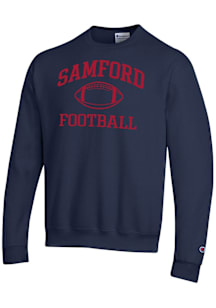 Champion Samford University Bulldogs Mens Navy Blue Football Football Powerblend Long Sleeve Crew..