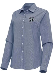Antigua New York City FC Womens Porter Long Sleeve Navy Blue Dress Shirt